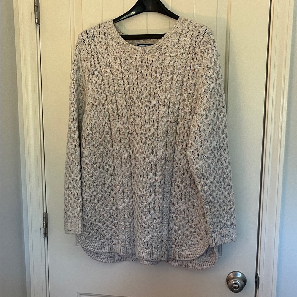 Lands' End Cream oversized Cable Knit Sweater Fisherman vibes